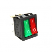 Выключатель клавишный REXANT, RWB-511, KCD3, 250 В, 16А (6с), ON-OFF, красный/зеленый, с подсветкой