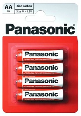 Батарейка Panasonic, Red Zinc, R6RZ/4BP тип АА, 1.5V   (блистер - 4 шт)