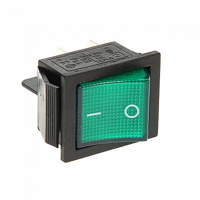 Выключатель клавишный REXANT, RWB-502, KCD2, 250 В, 16А (4с), ON-OFF, зеленый, с подсветкой