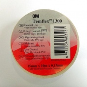 Изоляционная лента 3M Temflex 1300, ПХВ, 15mm х10m x 0.13mm, белая