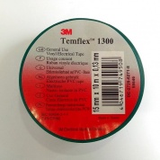 Изоляционная лента 3M Temflex 1300, ПВХ, 15mm х10m x 0.13mm, зеленая