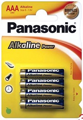 Батарейка Panasonic, Alkaline Power, LR03APB/4BP тип AAA, 1.5V (блистер - 4 шт)