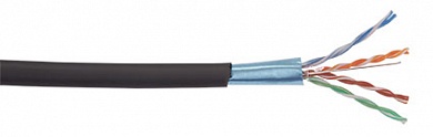 Кабель сетевой ITK, Cat.5e, F/UTP, 4x2x1/0.51мм, LDPE, 305 м/б, с тросом 1.2 мм, черный