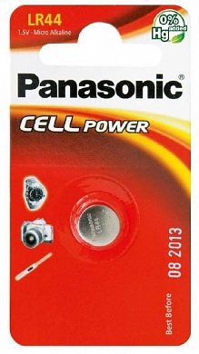 Батарейка Panasonic, Alkaline Power, LR-44EL/1BE, 1.5V  (блистер - 1 шт)