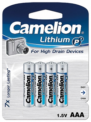 Батарейка CAMELION, Lithium Battery P7, FR03-BP4, тип AAA, 1.5V (блистер - 4 шт)