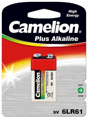 Батарейка CAMELION, Plus Alkaline, 6LR61-BP1, тип Крона, 9V (блистер - 1 шт)