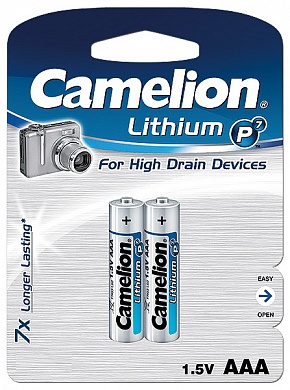 Батарейка CAMELION, Lithium Battery P7, FR03-BP2, тип AAA, 1.5V (блистер - 2 шт)