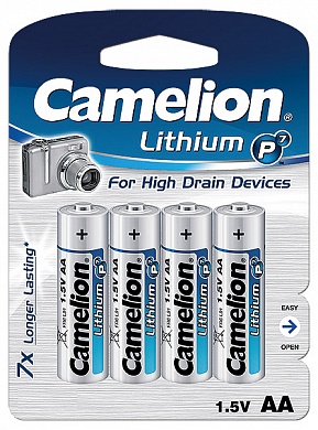 Батарейка CAMELION, Lithium Battery P7, FR6-BP4, тип AA, 1.5V (блистер - 4 шт)