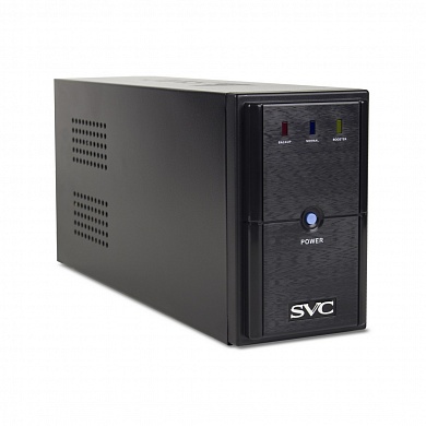 ИБП SVC V-500-L, Бат.: 12В/4.5 Ач*1шт., 3 вых.: 2 Shuko CEE7+1 IEC C13 (Bypass), Чёрный 
