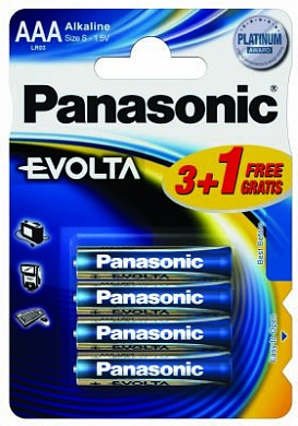 Батарейка Panasonic, EVOLTA, LR03EGE/4BP тип ААА, 1.5V  (блистер - 4 шт)